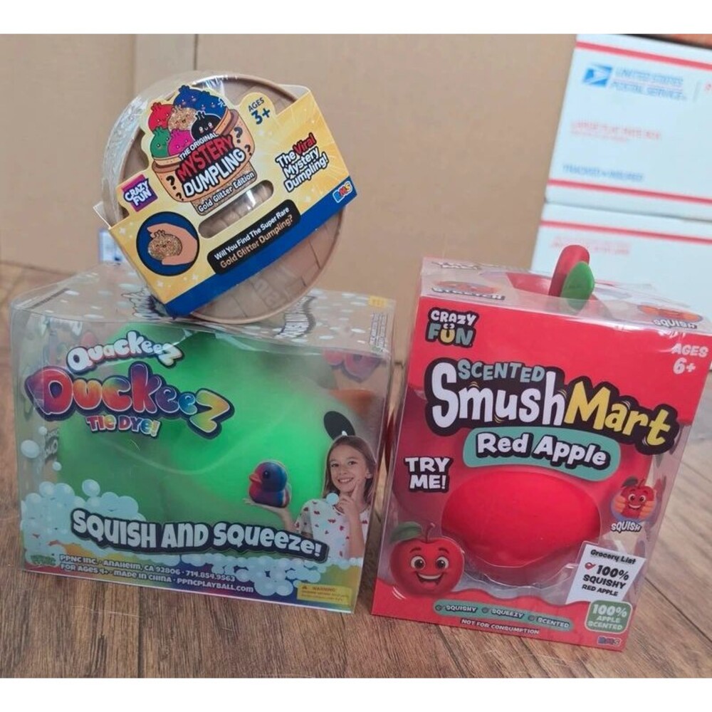 Squishy Sensory Toy Lot Smushmart Red Apple Quackeez Duck Mystery Dumpling
